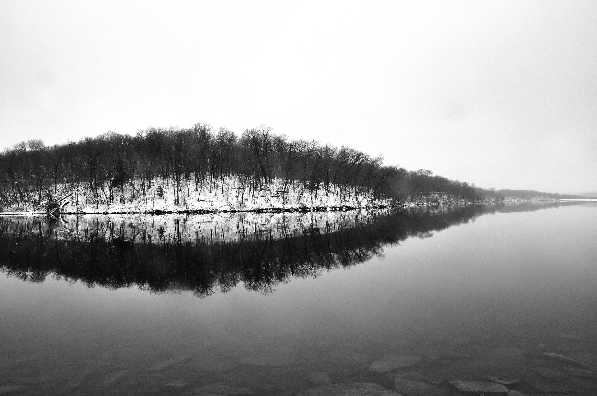 Midwestern lake swimming area near Kansas City