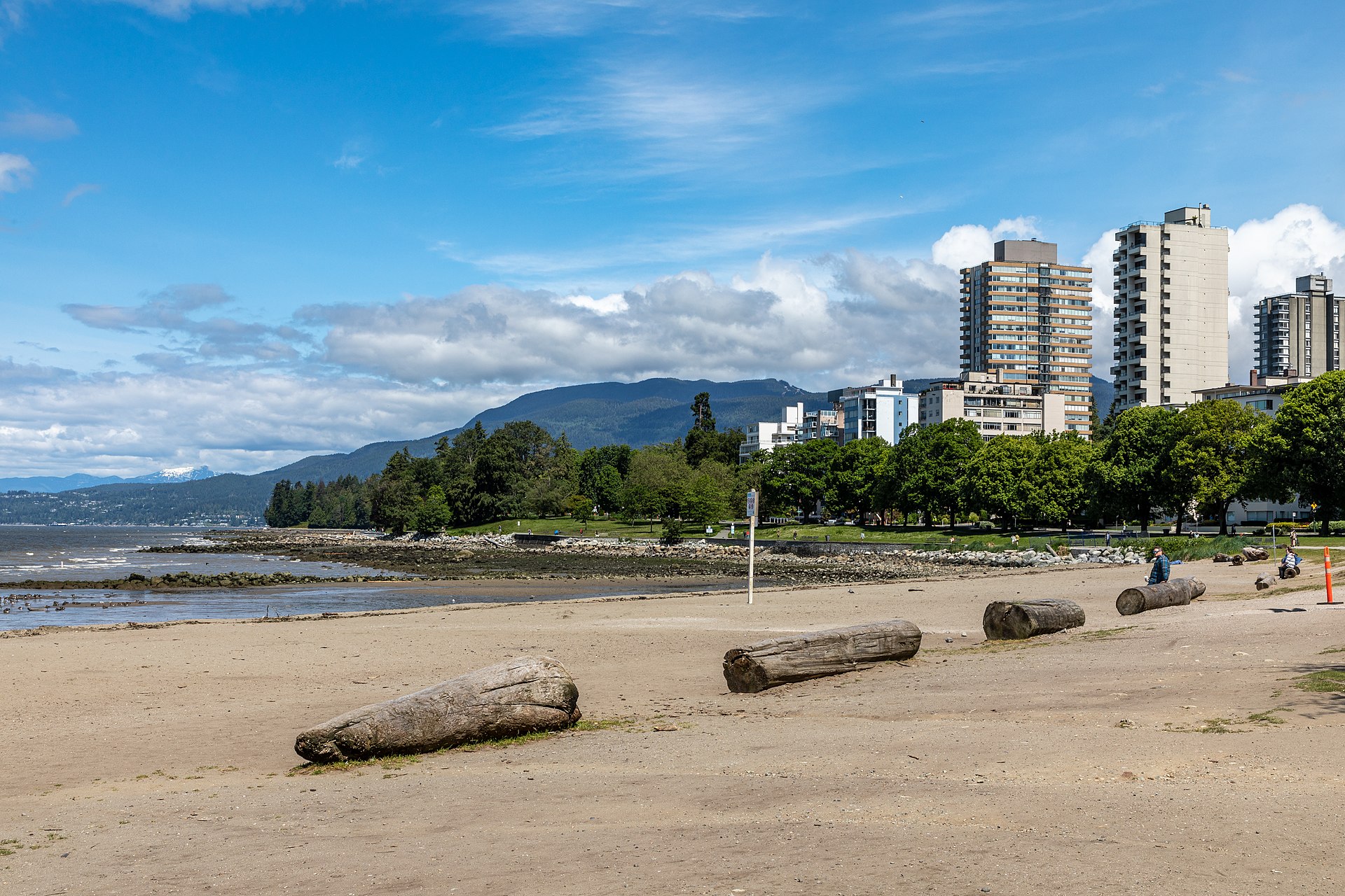 Pacific beach and mountain water near Vancouver
