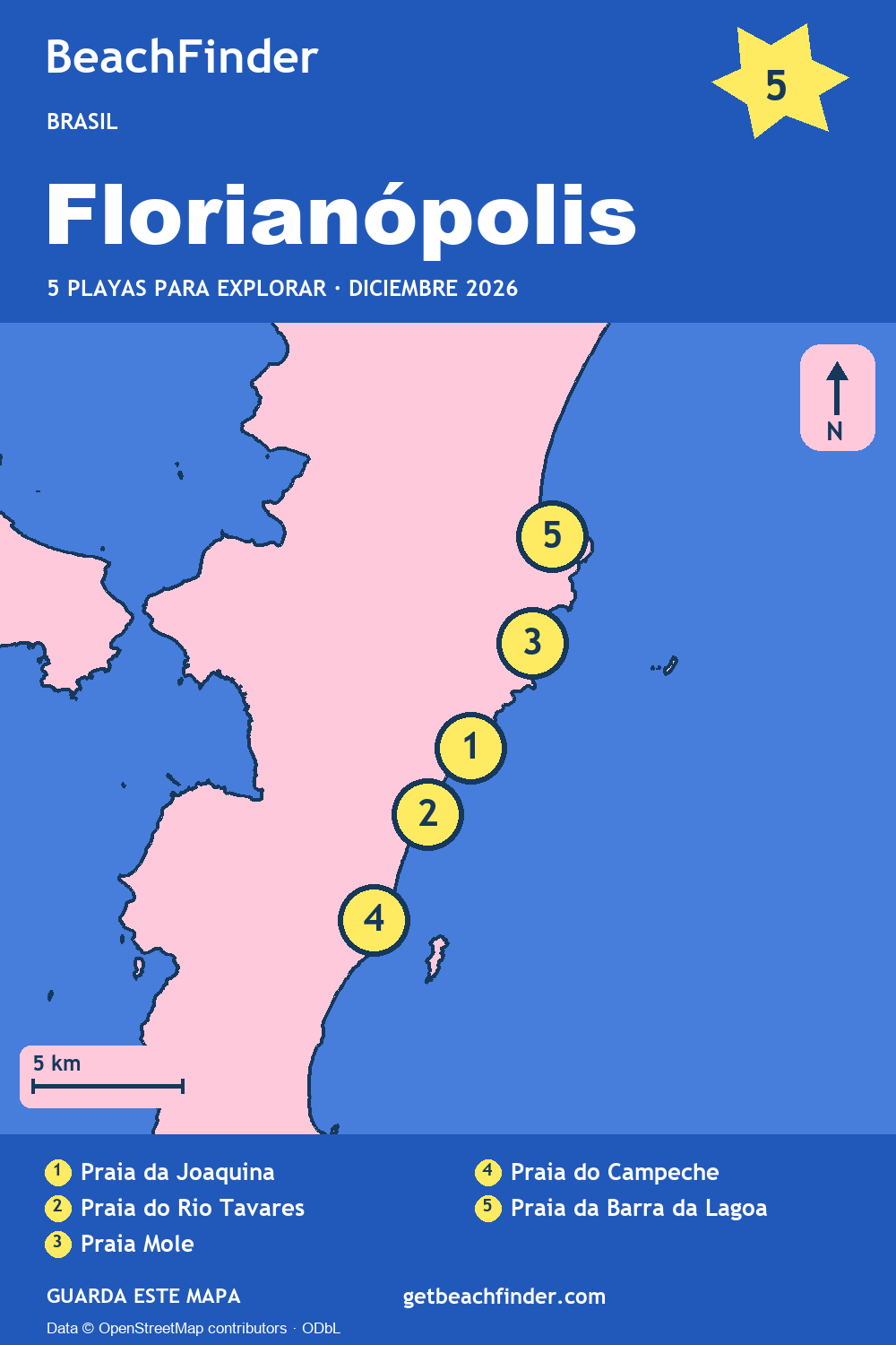 Playas cerca de Florianópolis — Mapa de la costa