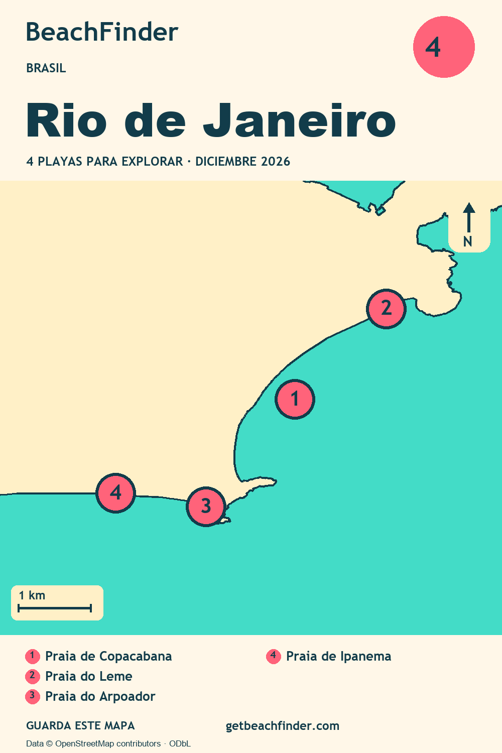 Playas cerca de Rio de Janeiro — Mapa de la costa