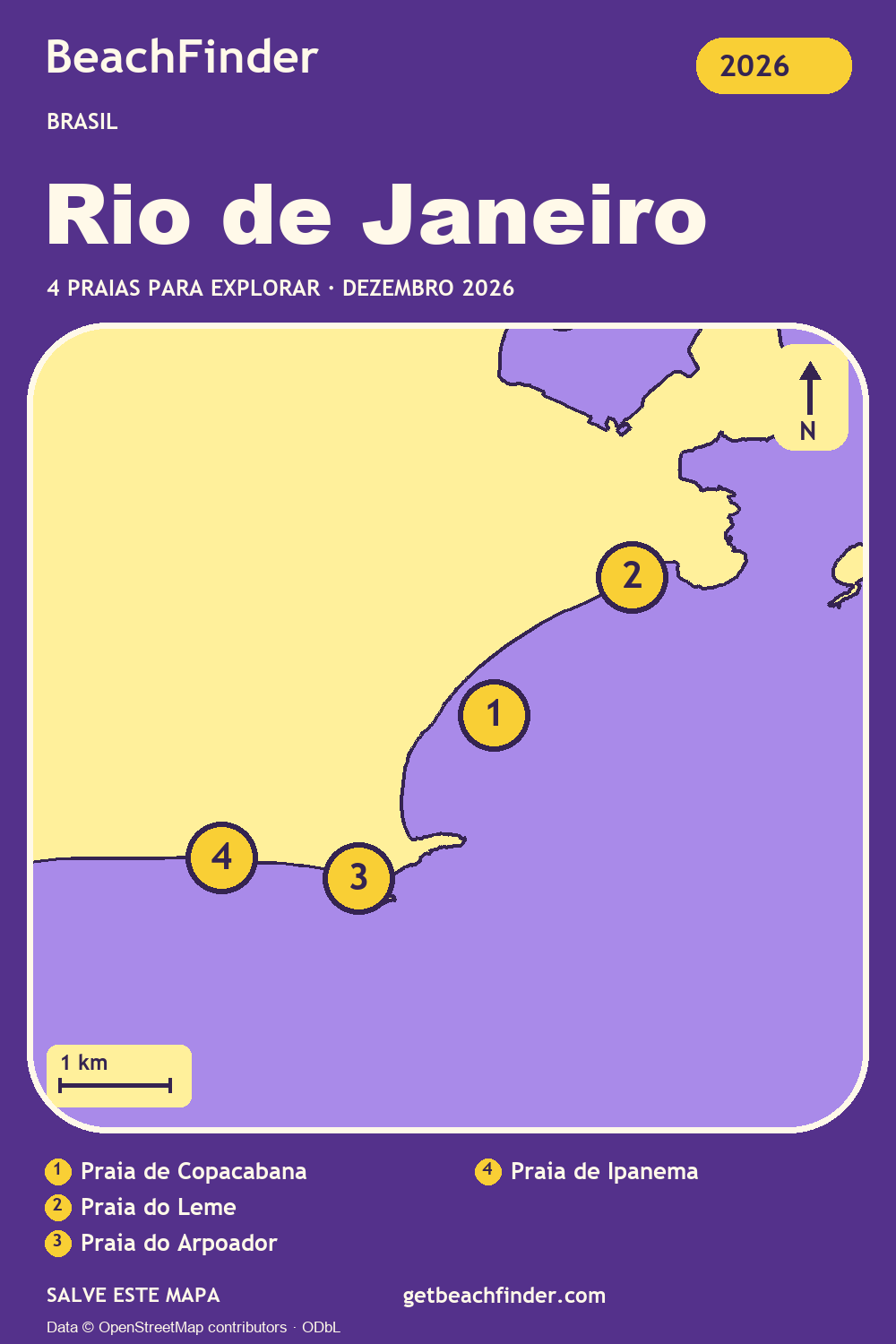 Praias perto de Rio de Janeiro — Mapa do litoral