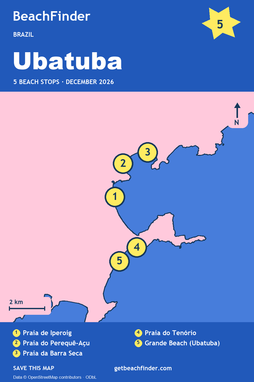Beach stops around Ubatuba — Coast map
